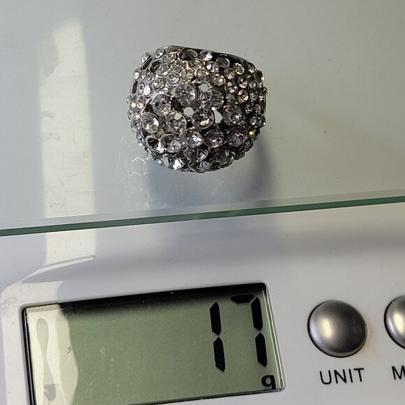 Large Silver Dome Cocktail Fashion Ring Size 5.5 - Picture 7 of 11